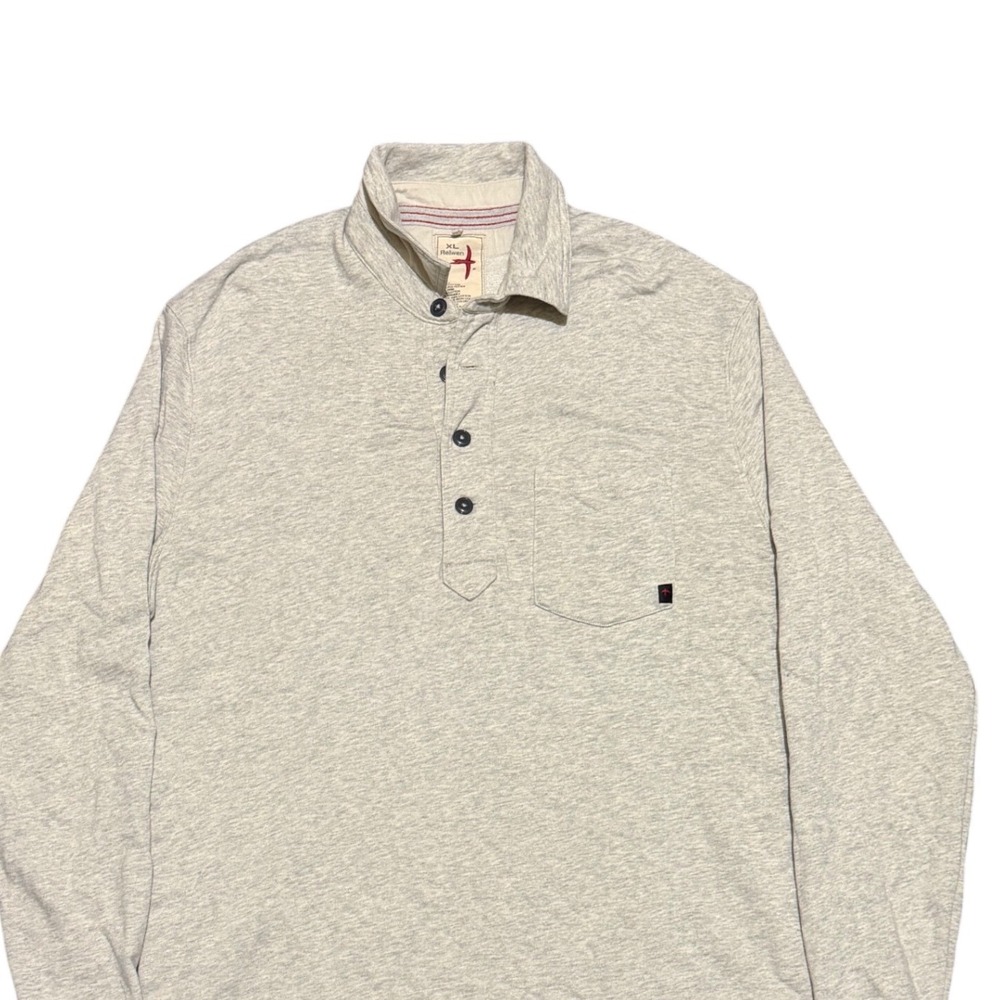 Relwen Mens Grey Heather Long Sleeve Windzip Polo Shirt XL French Terry Pique